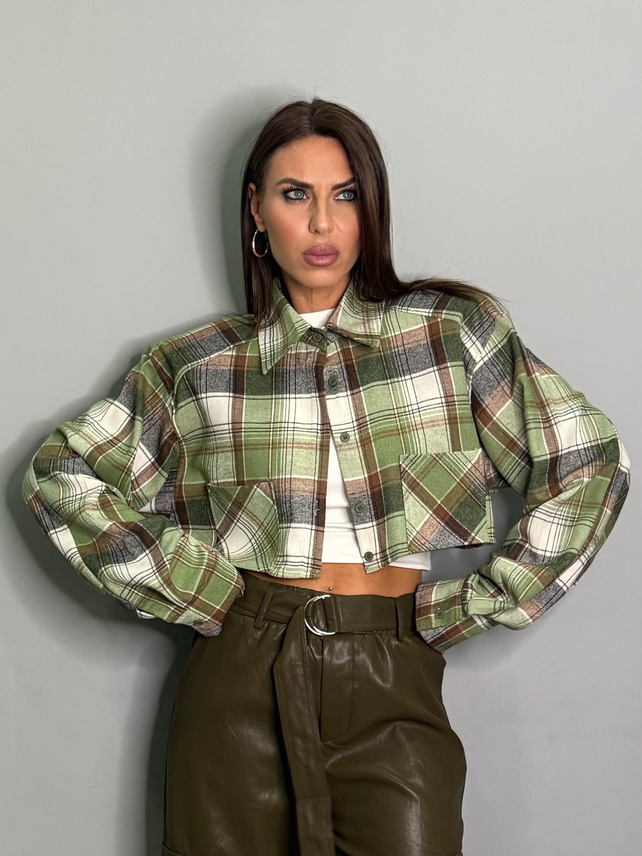 Camicia crop tartan