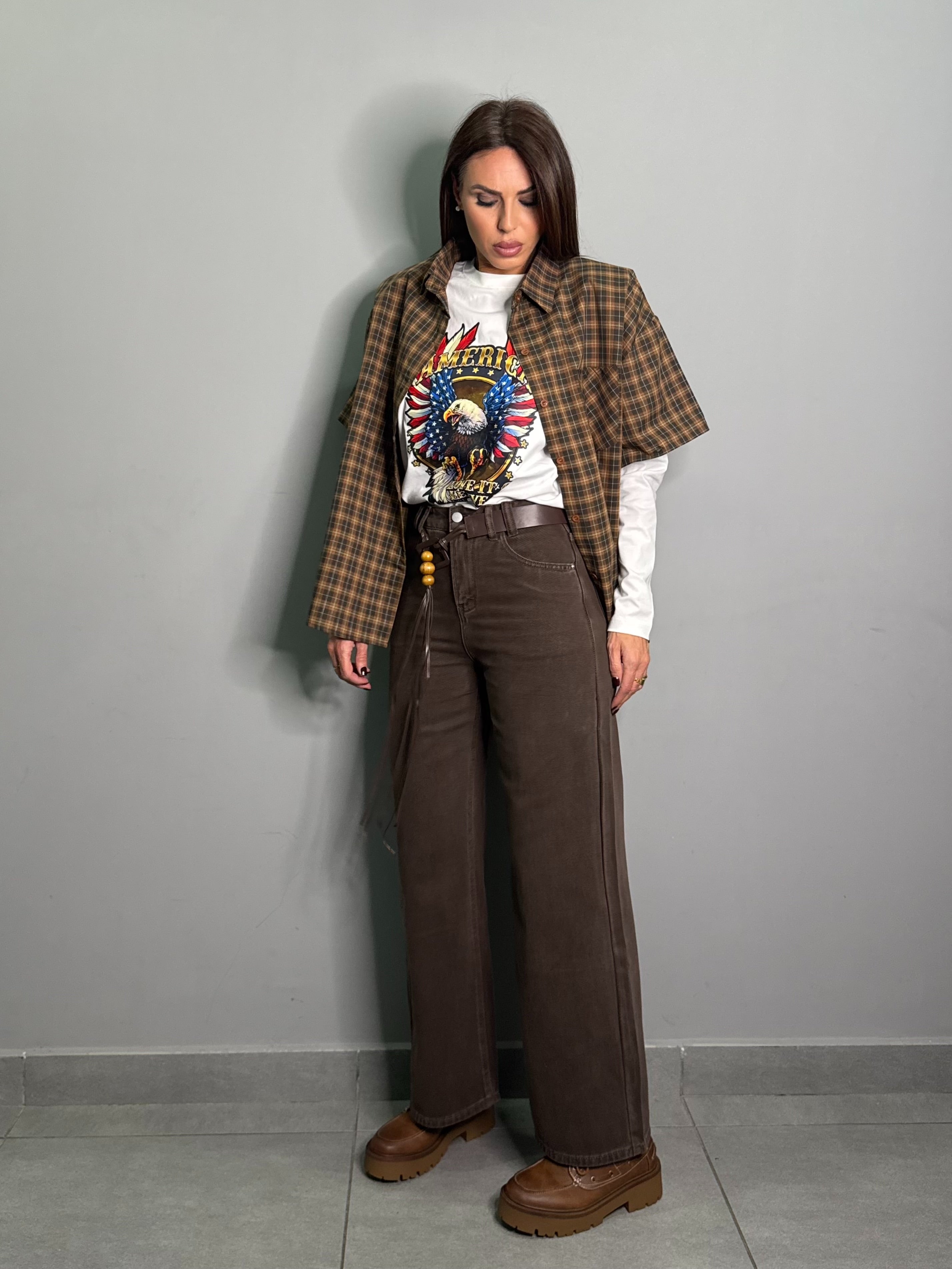 Denim Marrone con cintura