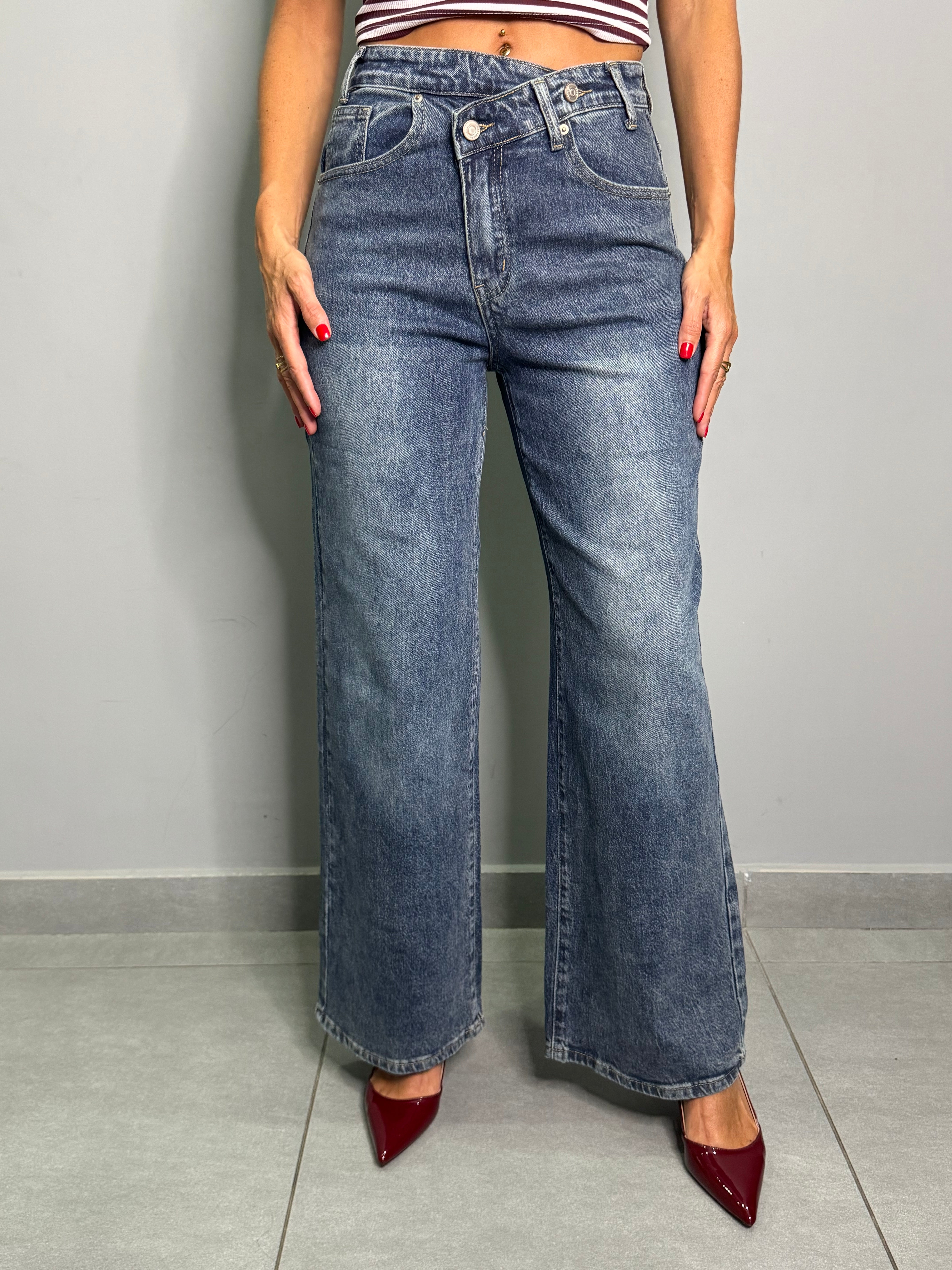 Denim bustino asimmetrico