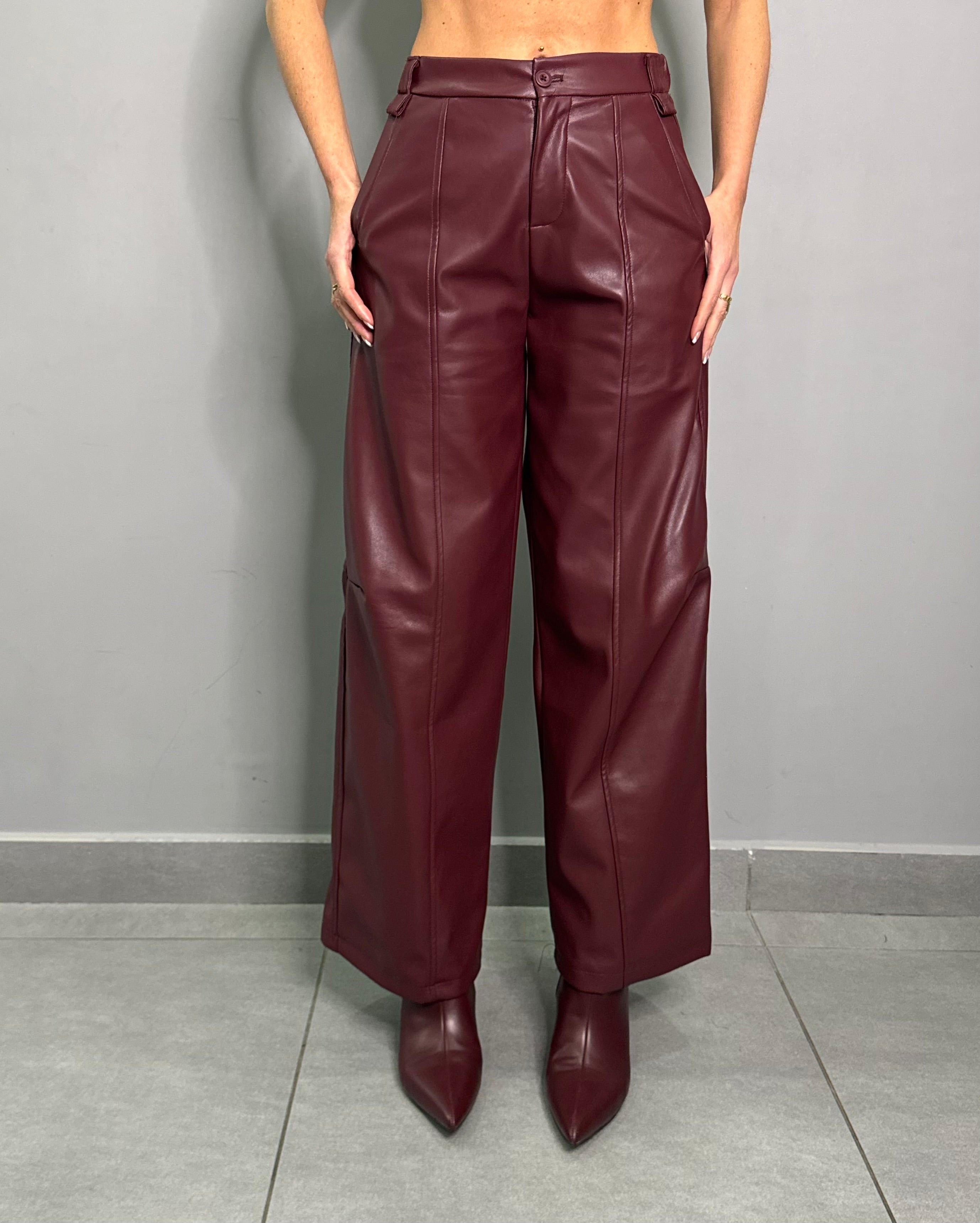 Pantalone Bordó in ecopelle