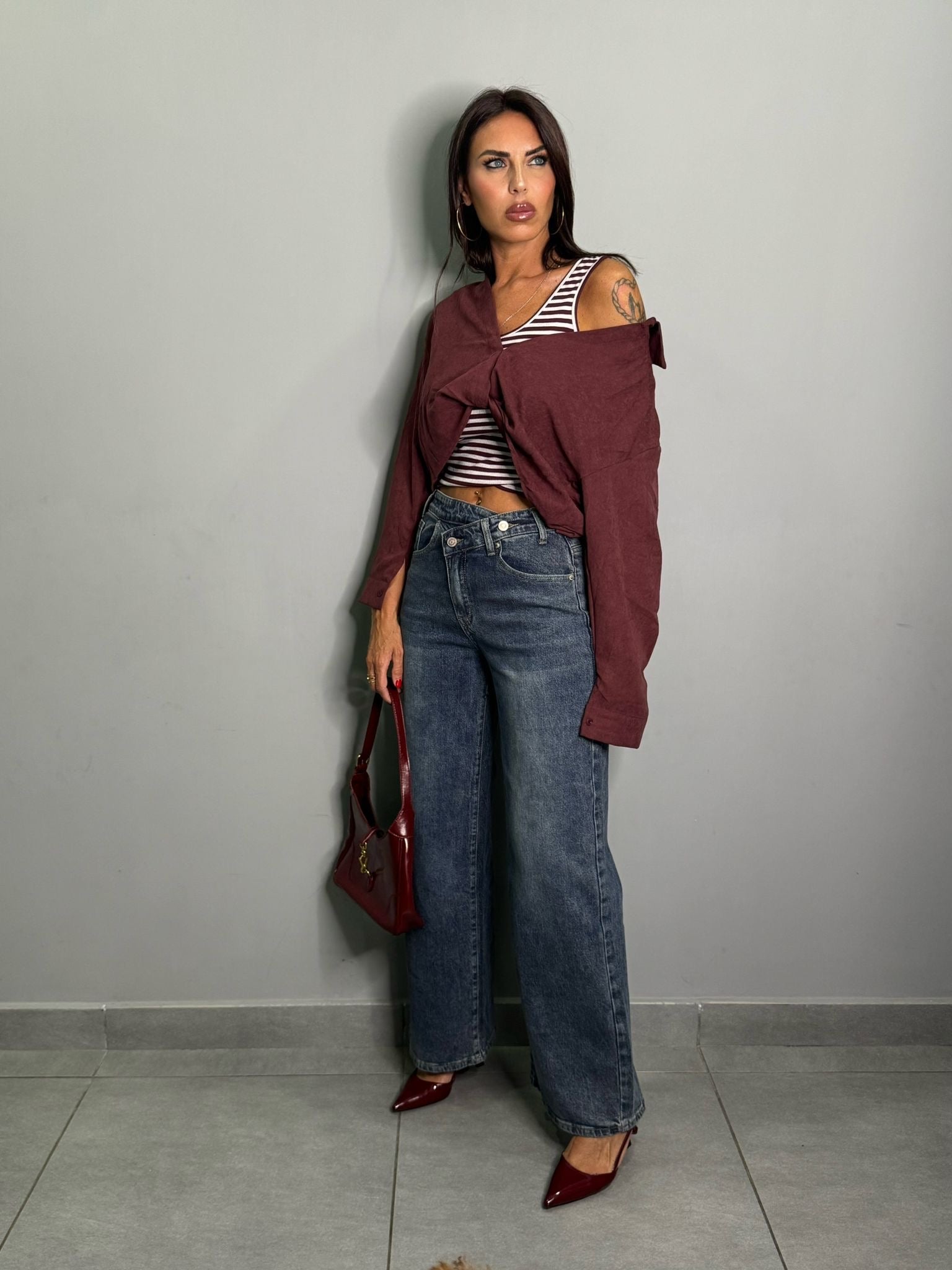 Denim bustino asimmetrico