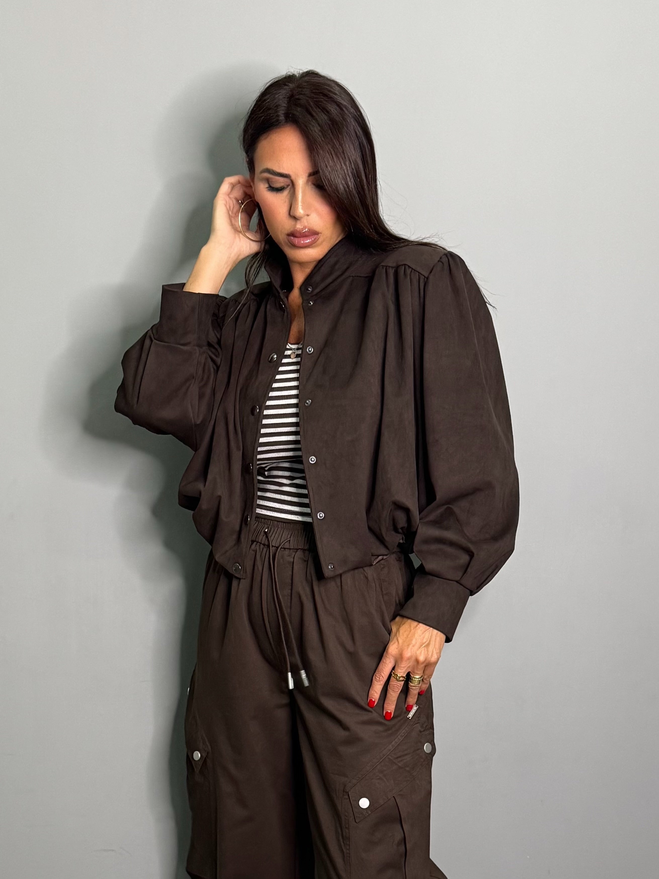 Bomber in camoscio