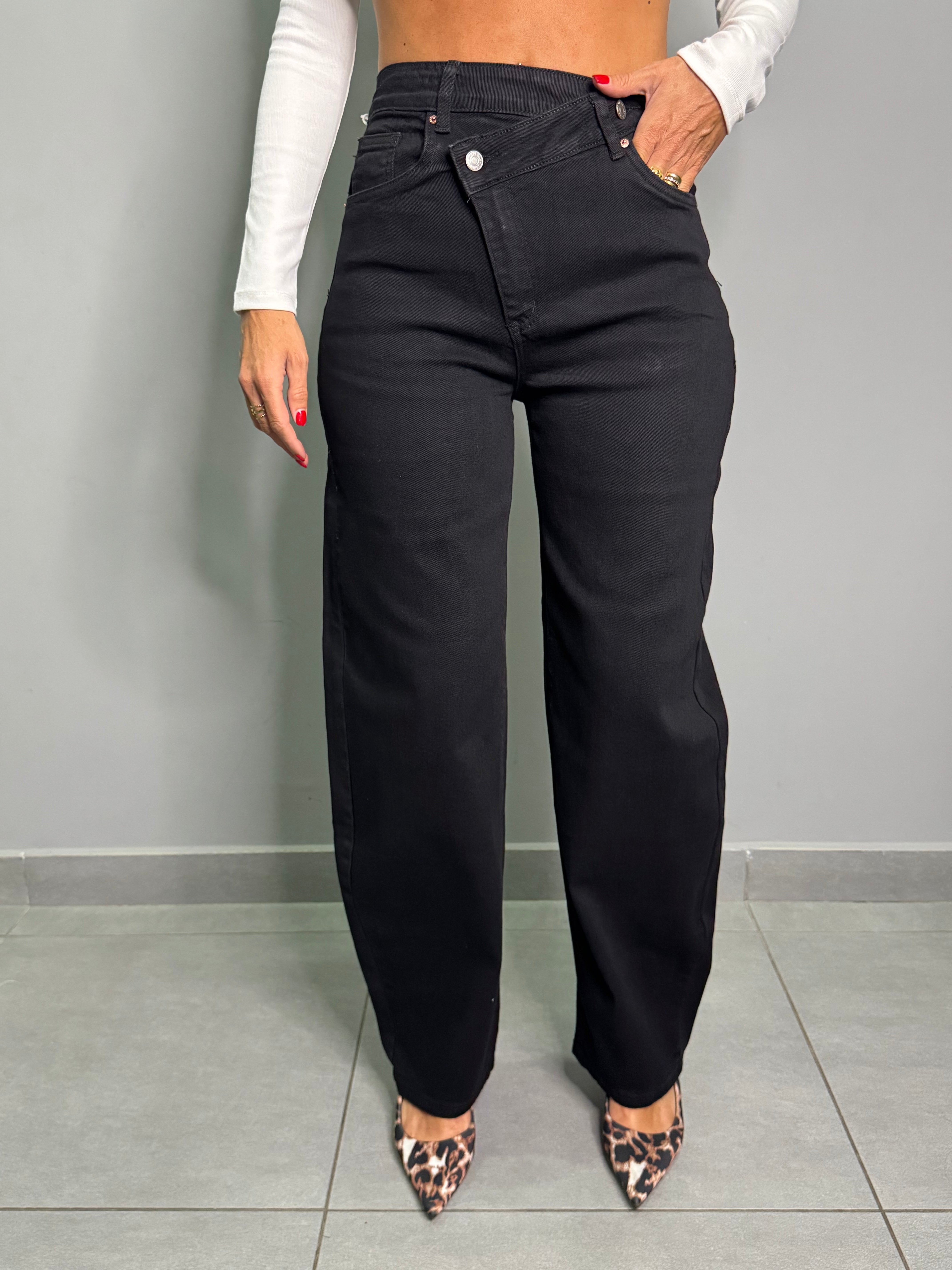 Denim BLACK chiusura asimmetrica