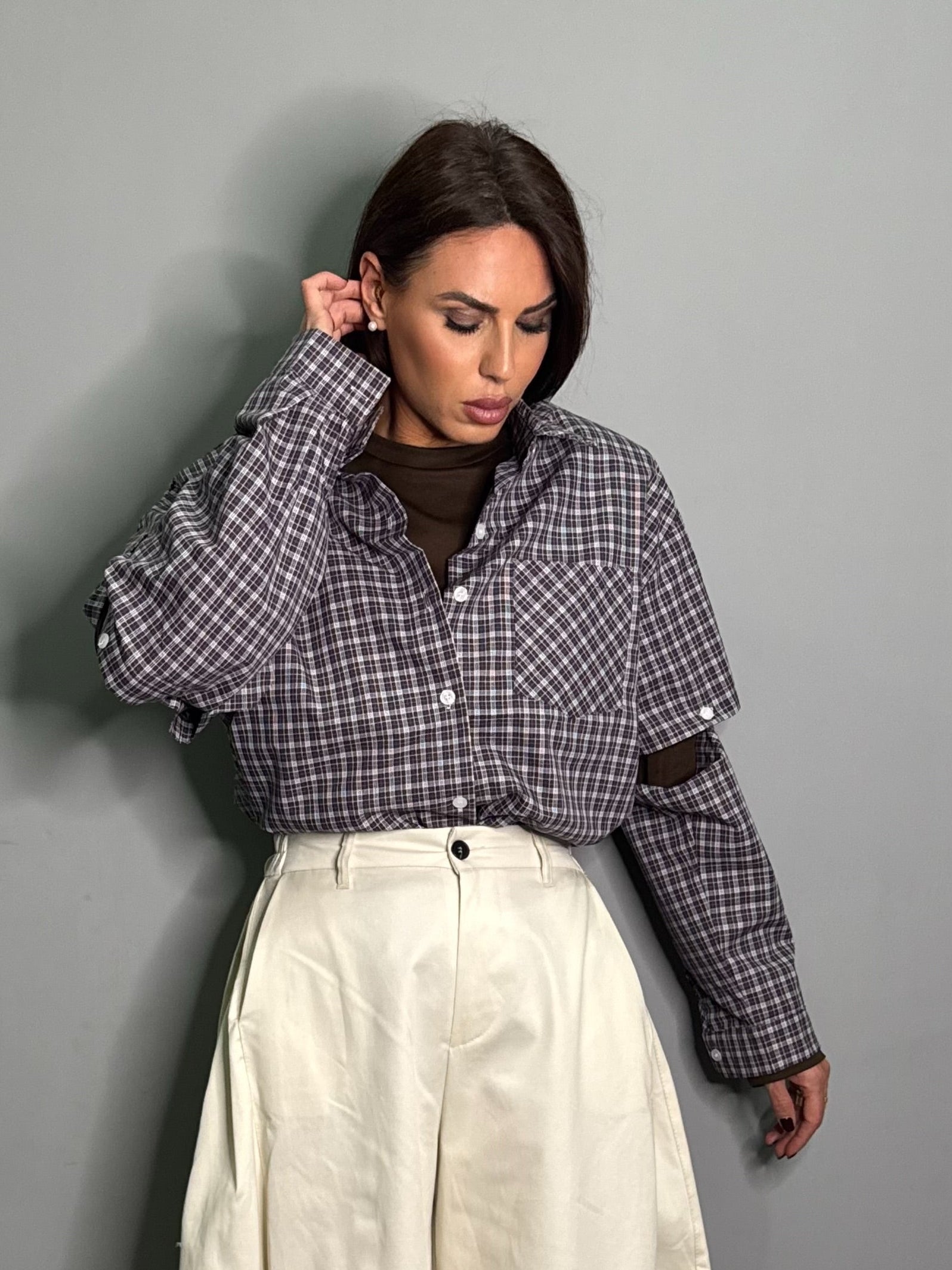 Camicia quadri blu e marrone