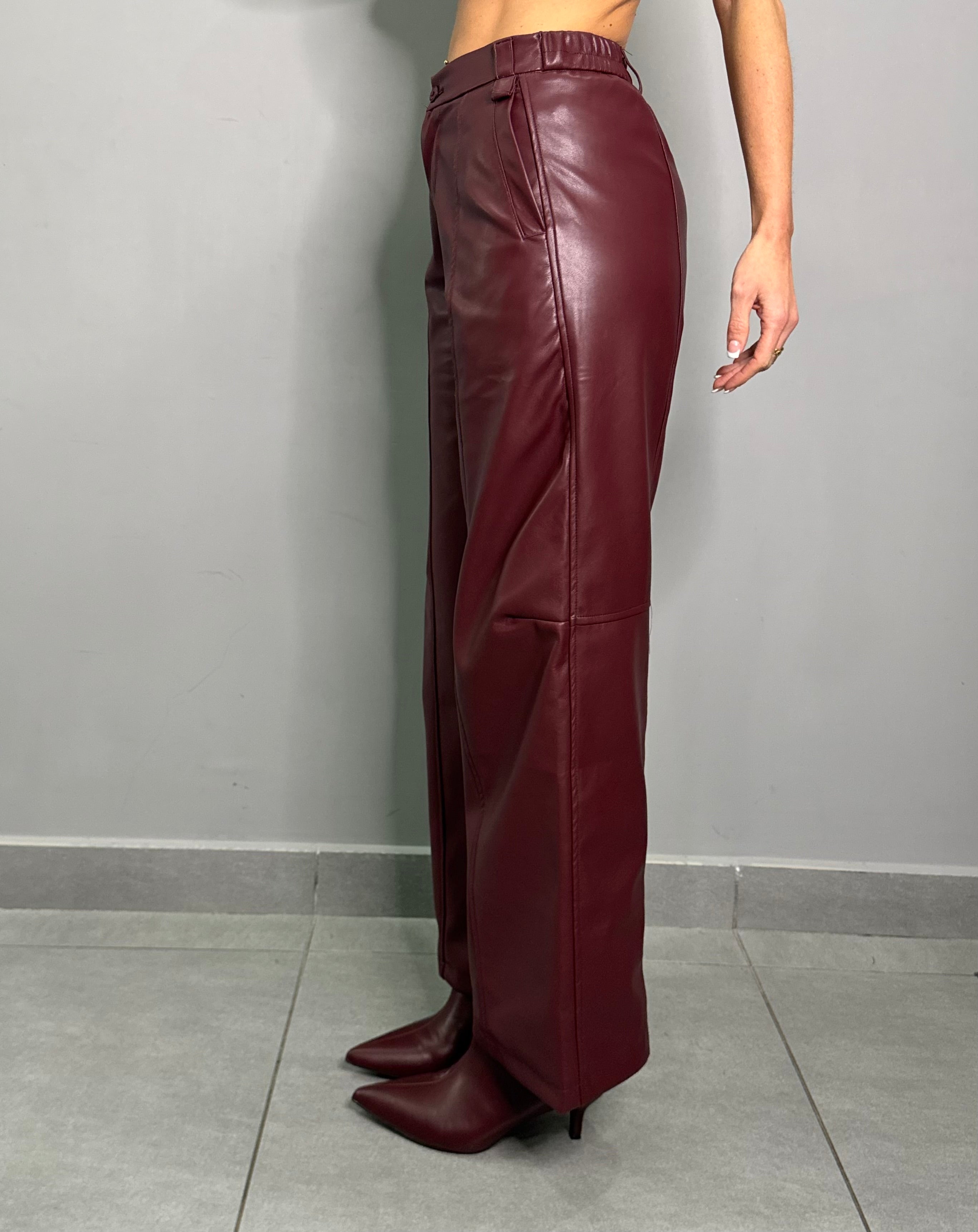 Pantalone Bordó in ecopelle