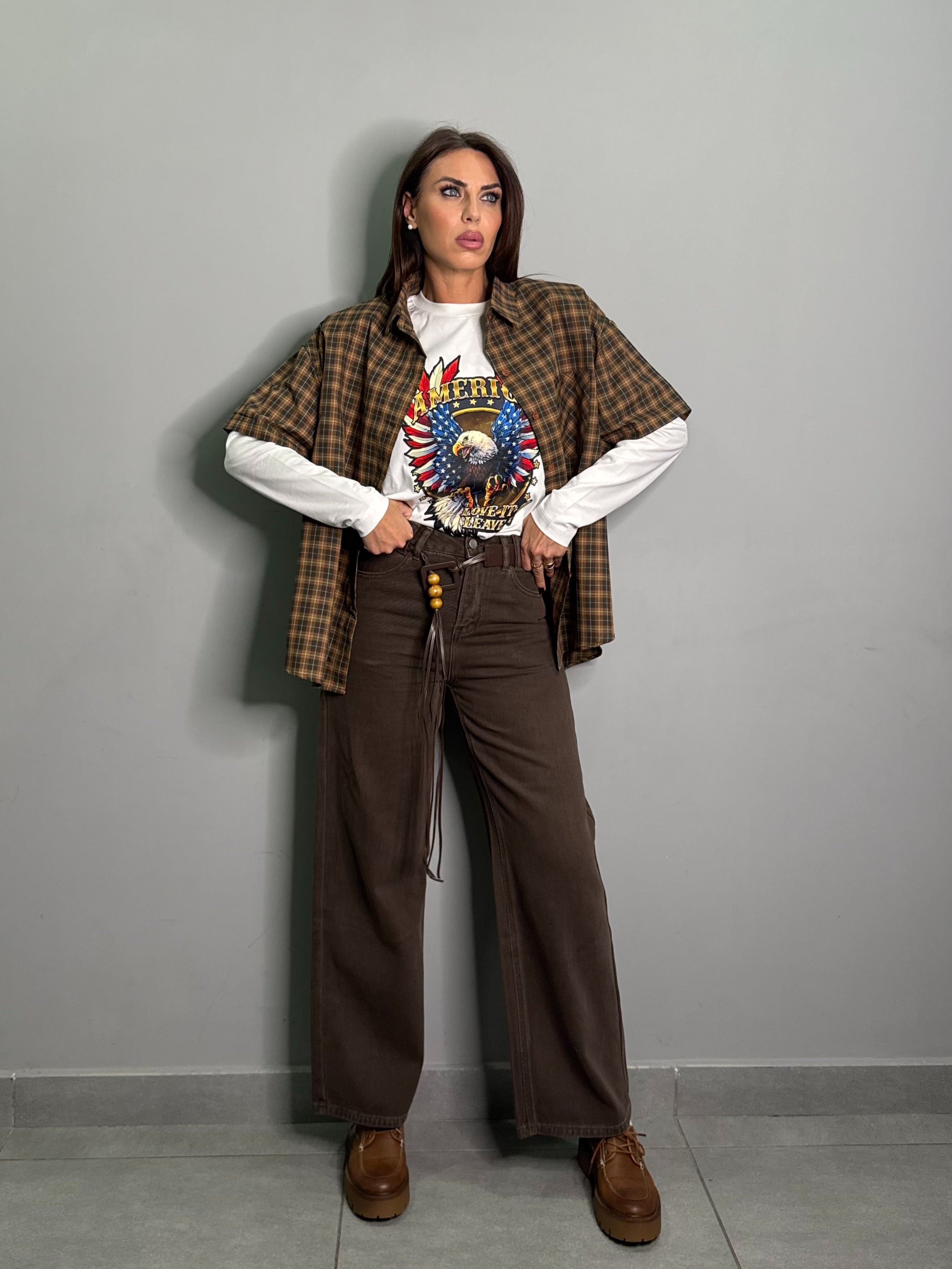 Denim Marrone con cintura