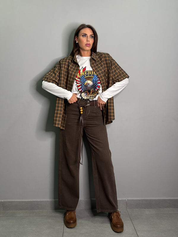 Denim Marrone con cintura