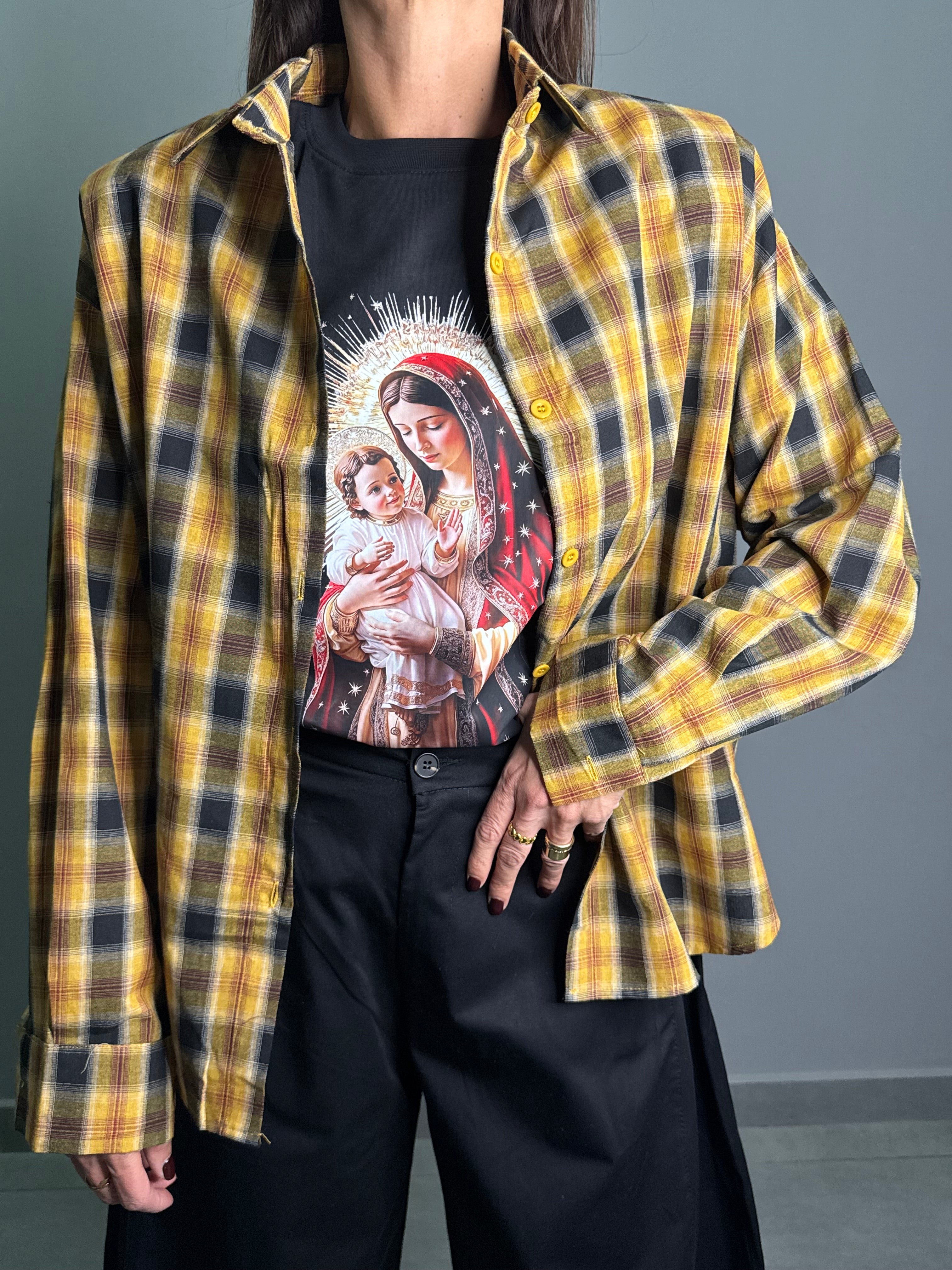 Camicia quadri nero/giallo