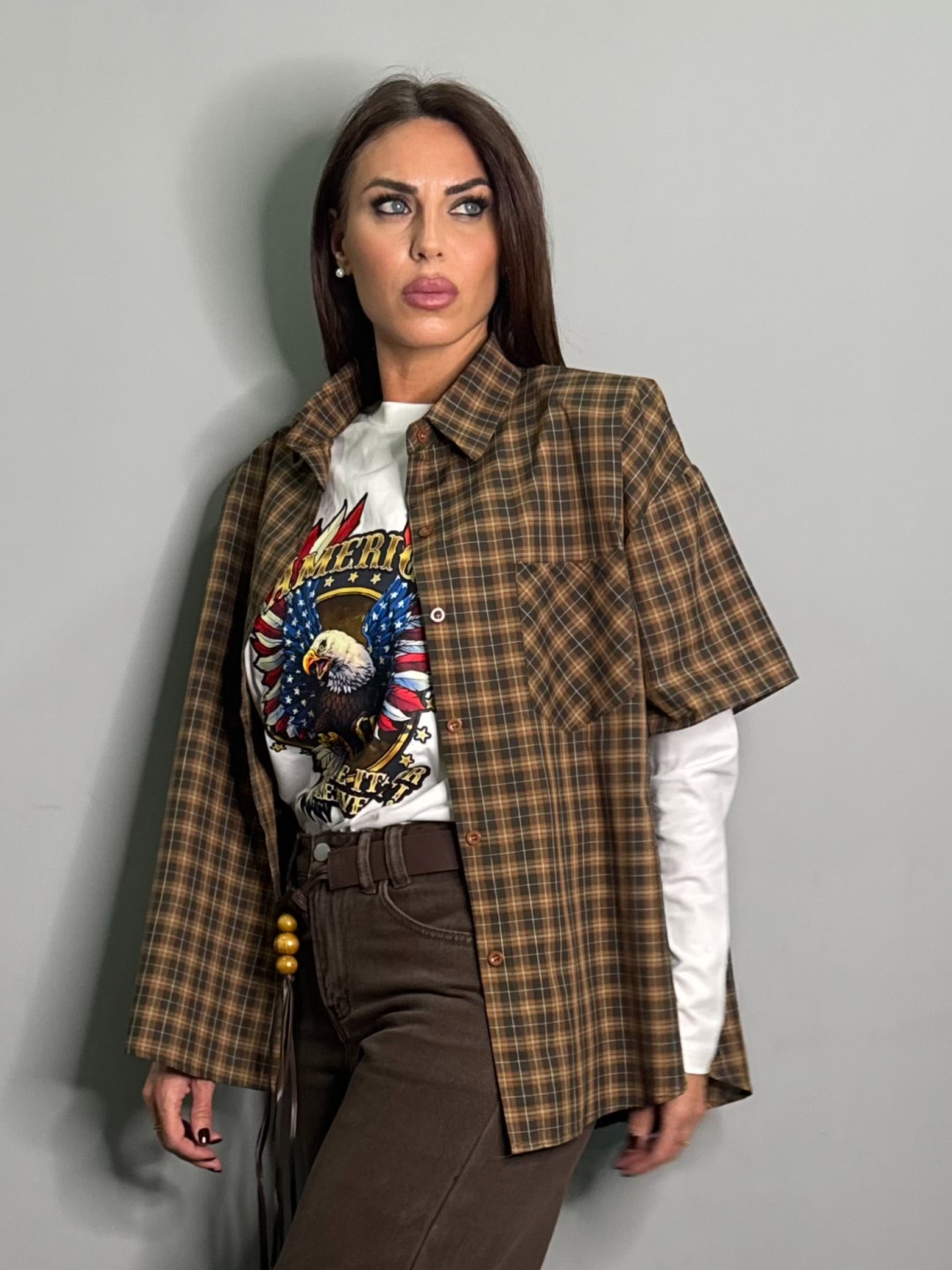 Camicia quadri Brown