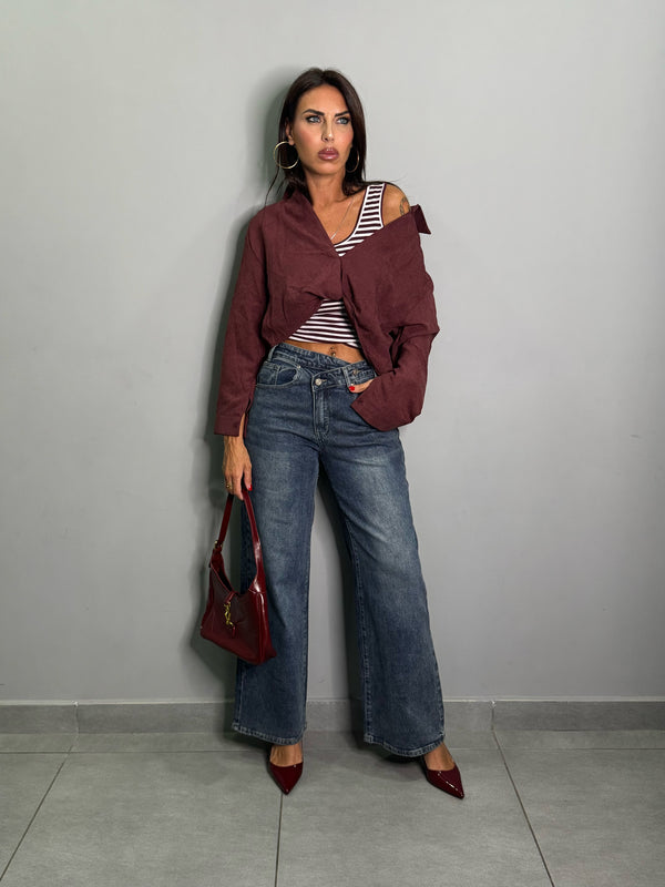 Denim bustino asimmetrico