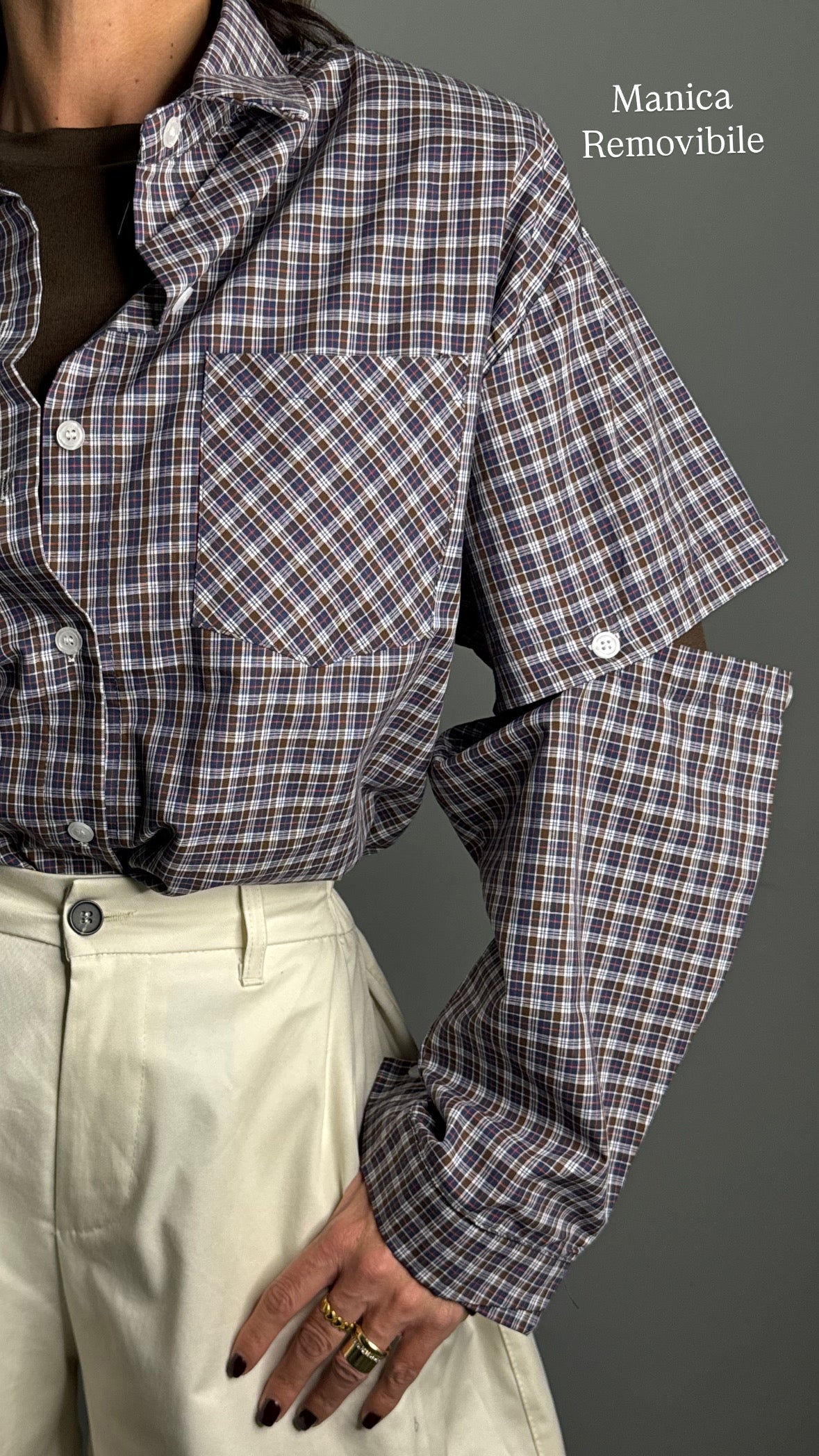 Camicia quadri blu e marrone